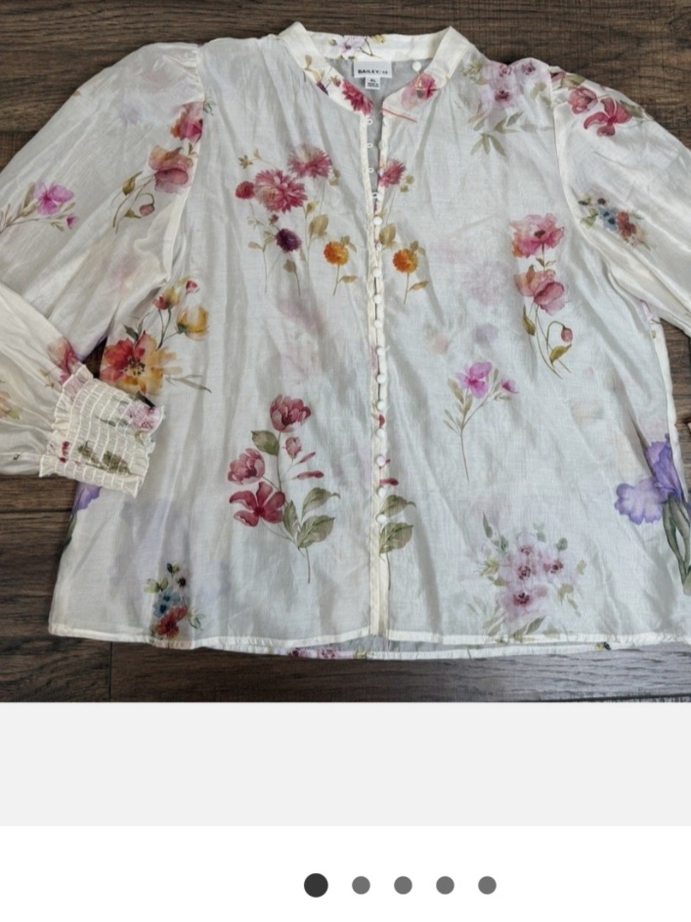 Bailey 44 Sheer White Floral Button-Front Blouse size medium nwt